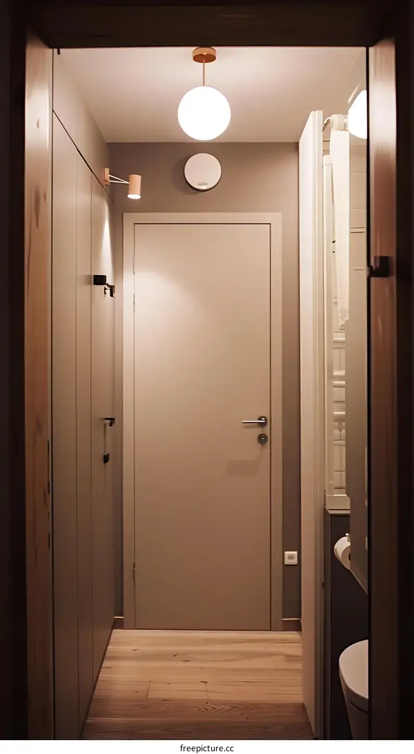 Modern Interior Design with Wooden Flooring and White Door