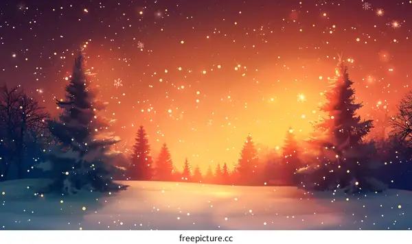 A winter night in the forest