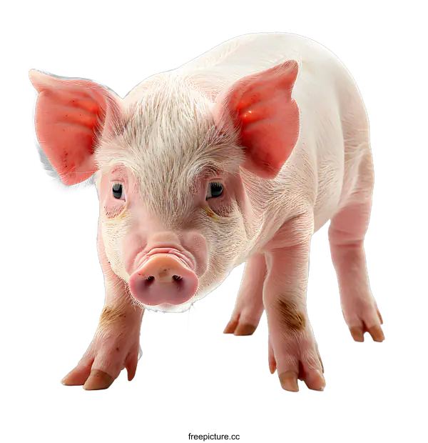 [Transparent Background PNG]Curious Piglet on White Background
