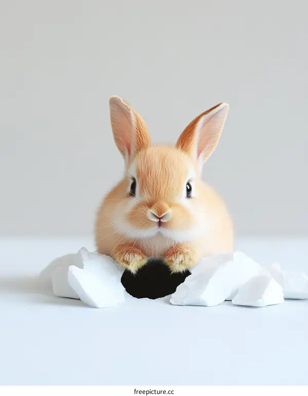Adorable Baby Bunny Peeking from a Nest