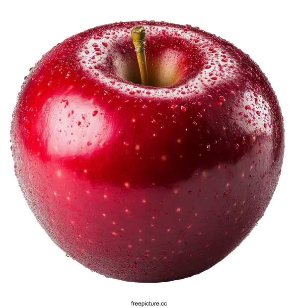 [Transparent Background PNG]Fresh Red Apple with Water Drops