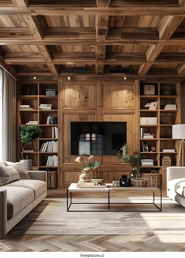 Wooden wall panel TV background wall