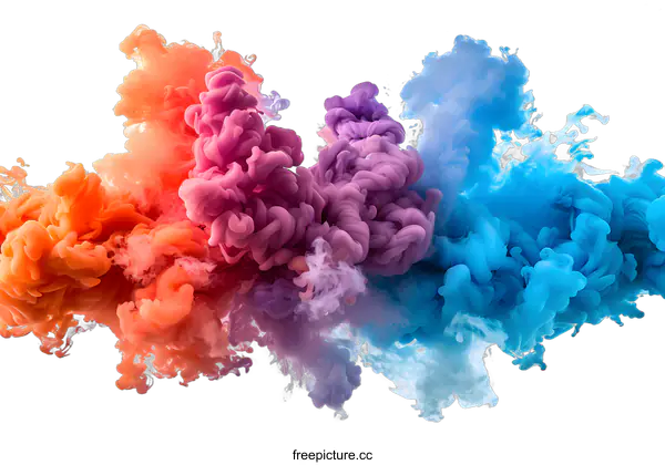 [Transparent Background PNG]Colorful Ink Cloud on White Background