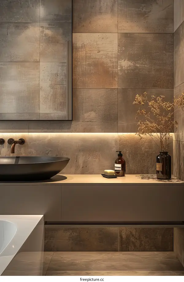 Modern Luxury Bathroom with Warm Tones