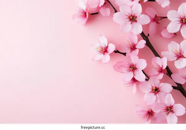 Beautiful Pink Blossom Branch on Pastel Background