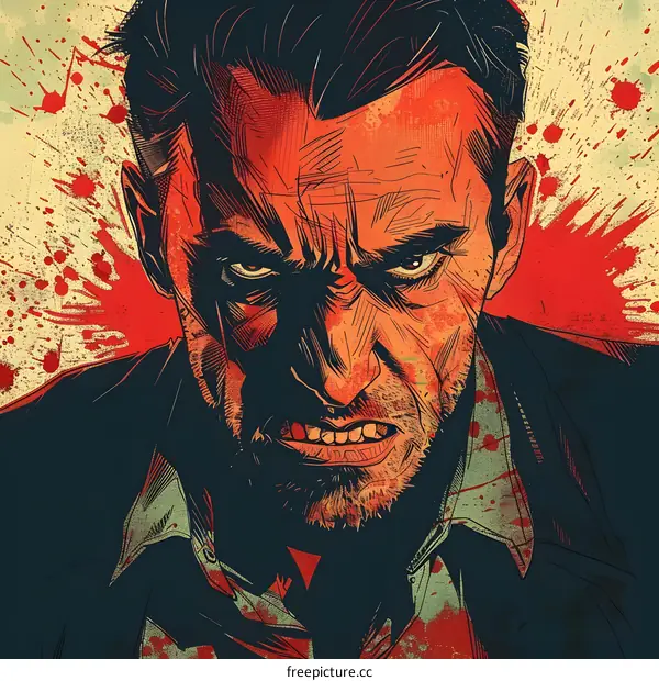 portrait of a man with a red background