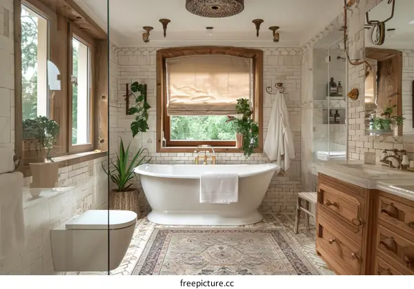 Rustic Farmhouse Bathroom with Vintage Style
