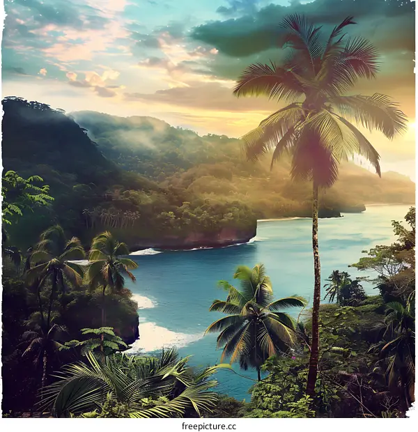 Tropical Sunset Coastline View