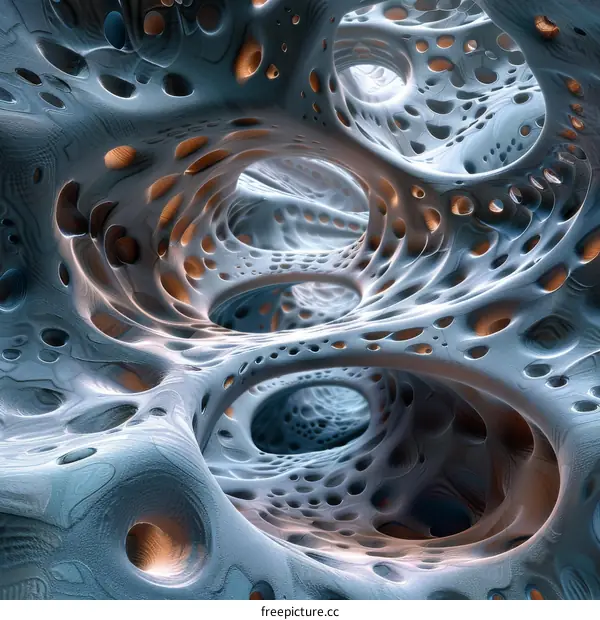 Abstract Organic Structure in Blue and Gray