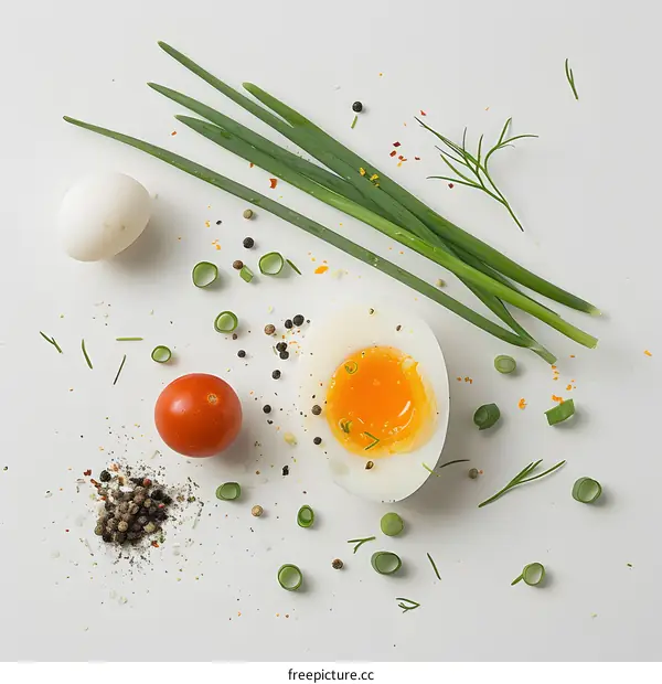 Boiled Egg with Fresh Herbs and Spices