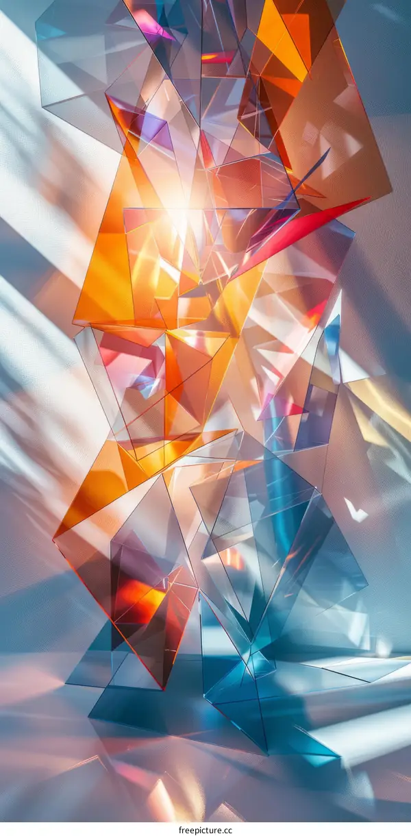 Kaleidoscopic Geometry: Playful and Vibrant 3D Shapes with Light and Shadow