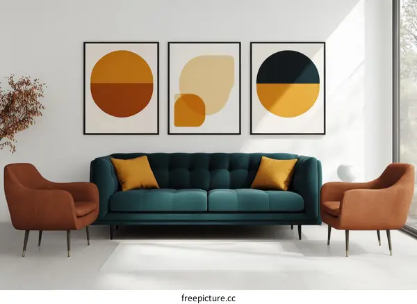 Modern Living Room with Geometric Art
