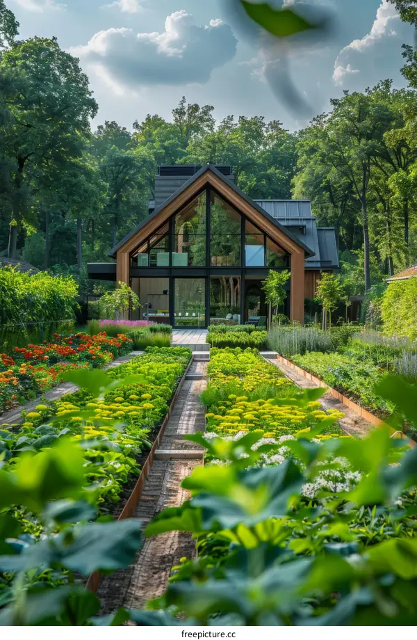 Modern Farmhouse with Lush Garden