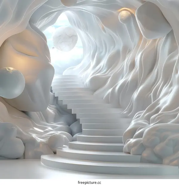White Abstract Staircase in Cave