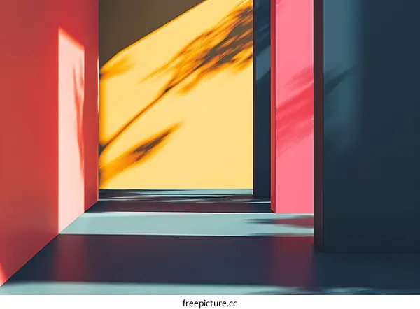 Abstract Minimalist Room With Bright Colors