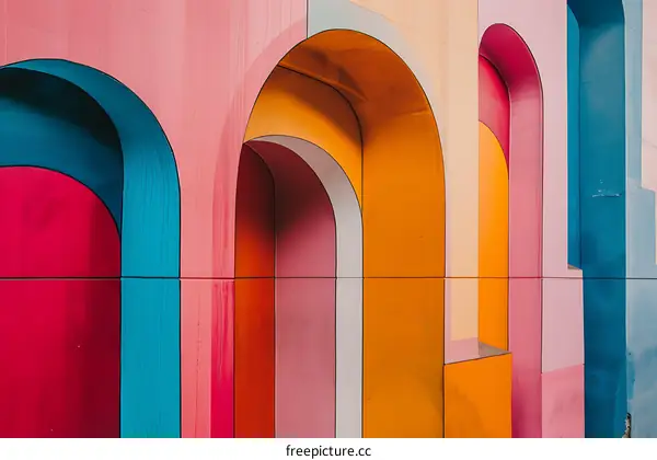 Abstract Colorful Arch Wall Architecture Design