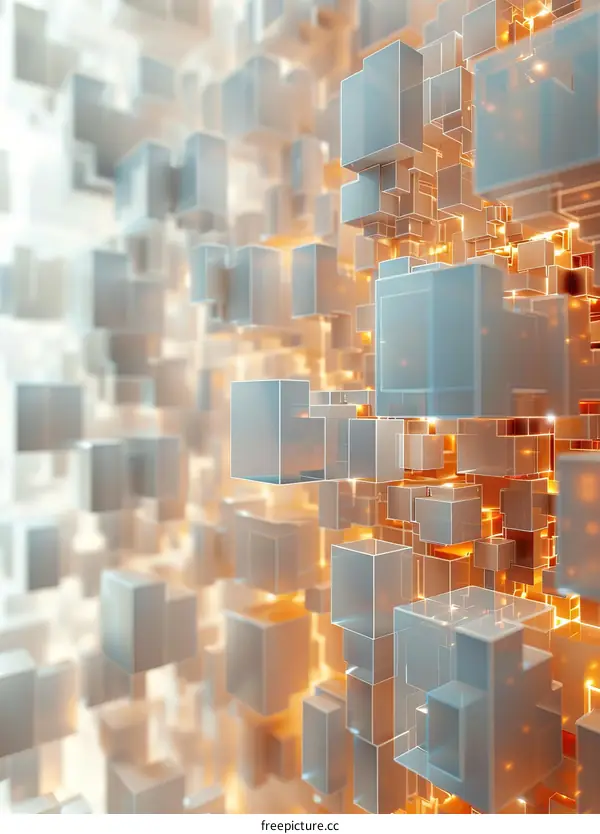 Glowing Cube Abstract Background - Technology Render