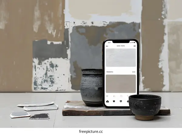 Phone Showing Paint Colors in Front of Rough Wall