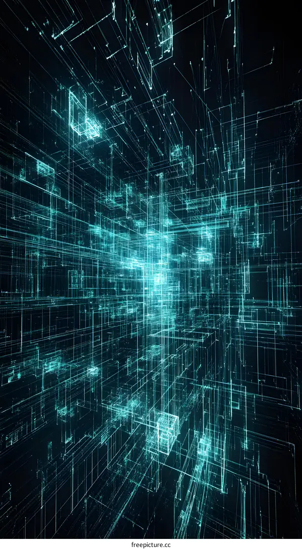 Abstract Futuristic Cityscape with Glowing Lines