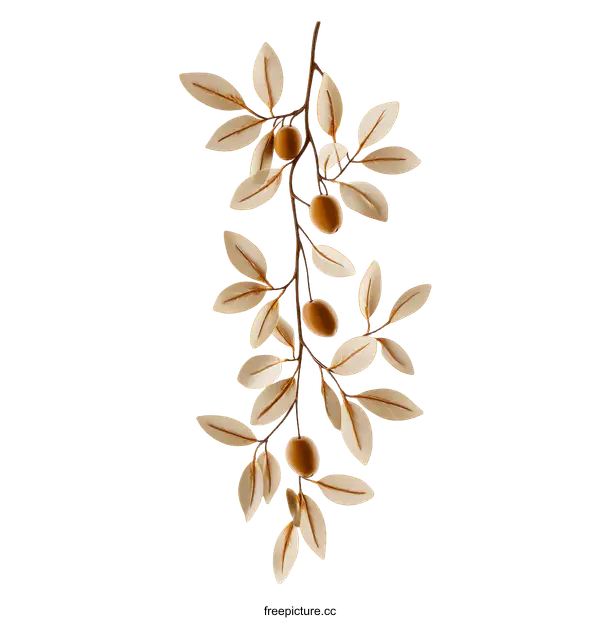 [Transparent Background PNG]Decorative Branch with Autumn Leaves and Berries