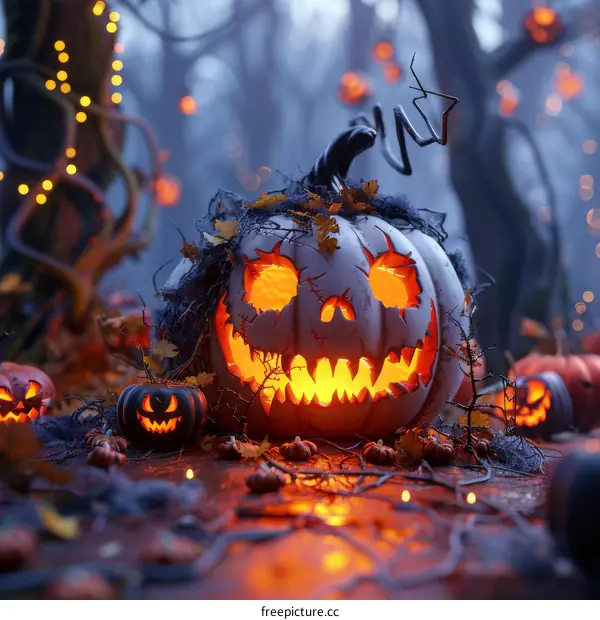 Carved Halloween Pumpkin Lantern