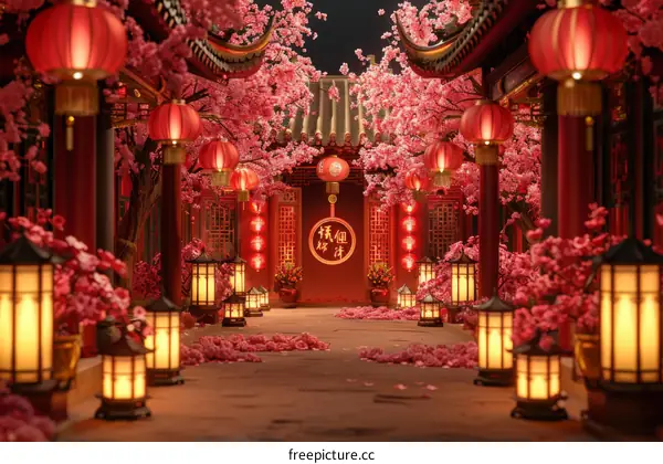 Virtual Chinese New Year Pathway with Lanterns