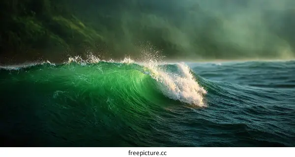 Stunning Green Wave in the Ocean