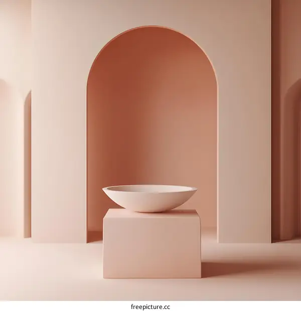 Minimalist Archway with Pastel Bowl on Platform