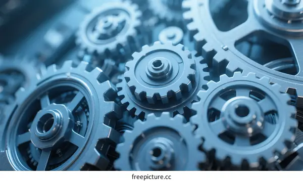 Close-up of mechanical gears showing intricate teeth and movement