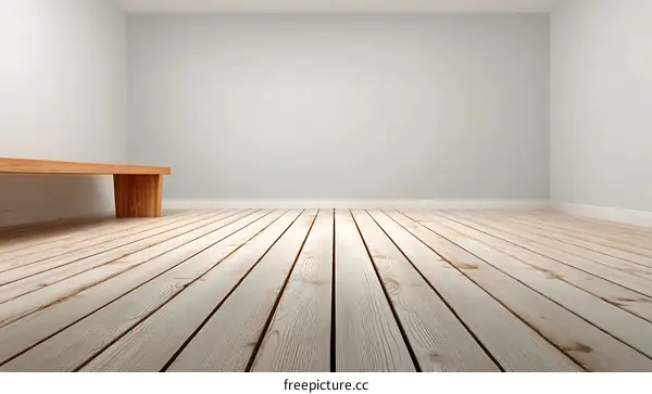 Empty Room with Wooden Floor and Bench