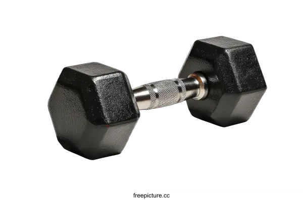 [Transparent Background PNG]Black Hexagonal Dumbbell on White Background