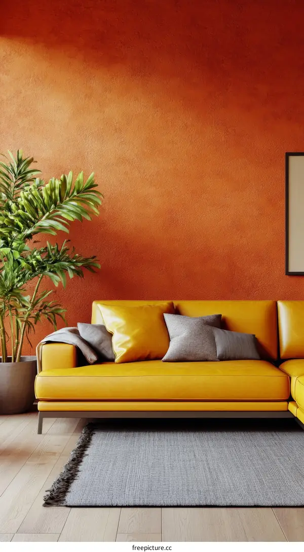 Modern Living Room Interior Design Mustard Yellow Sofa