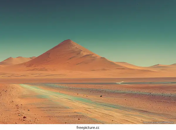 Vast Desert Landscape with Distant Mountain