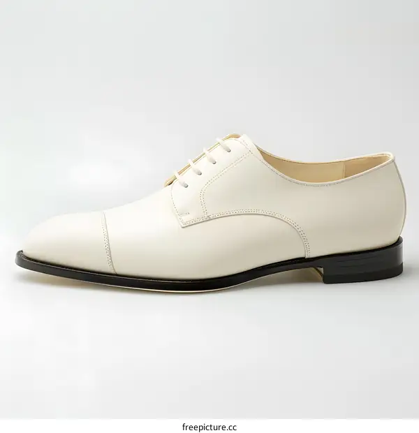 White leather mens dress shoe on white background