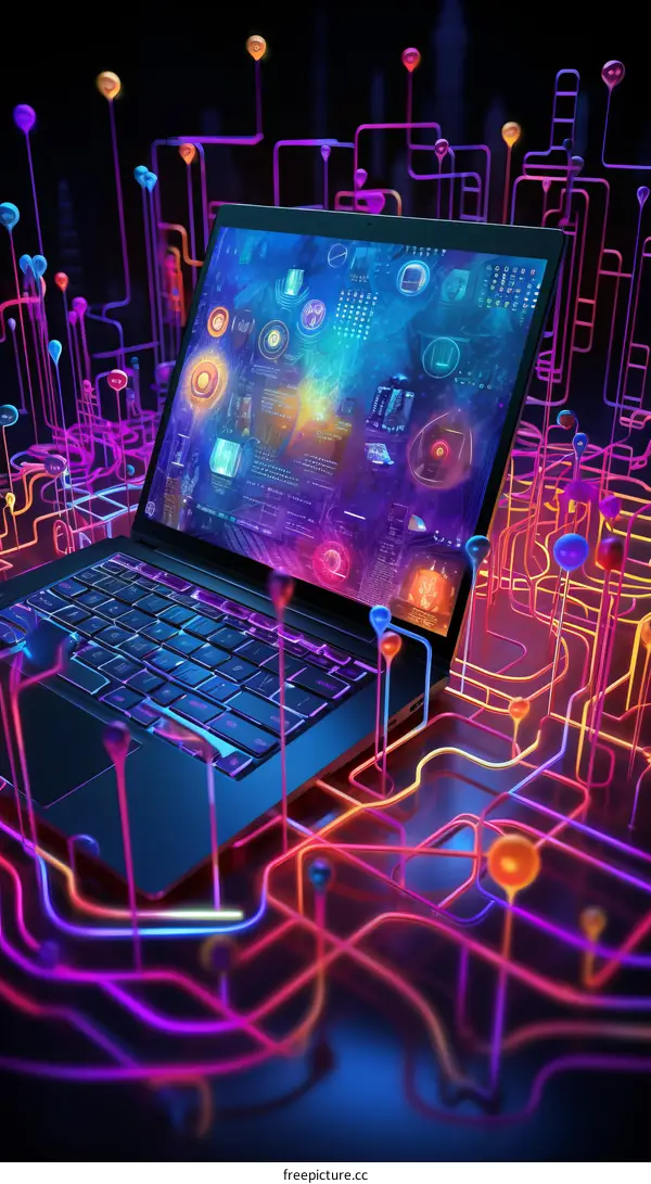 Laptop in the digital world