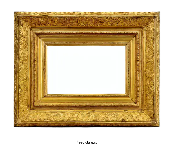 [Transparent Background PNG]Ornate Gold Picture Frame Detail