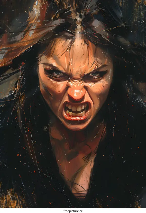 portrait of a fierce looking woman