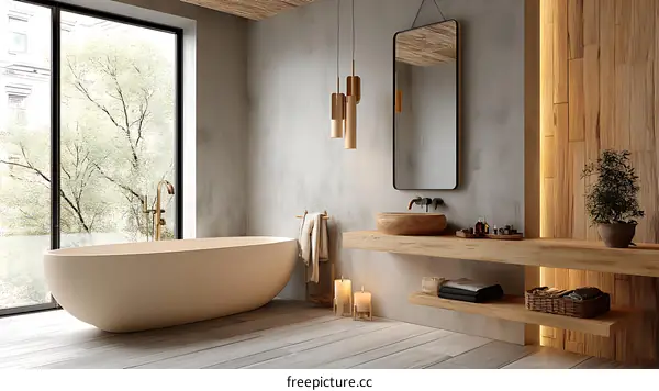 Modern Minimalist Spa Bathroom Design with Natural Elements