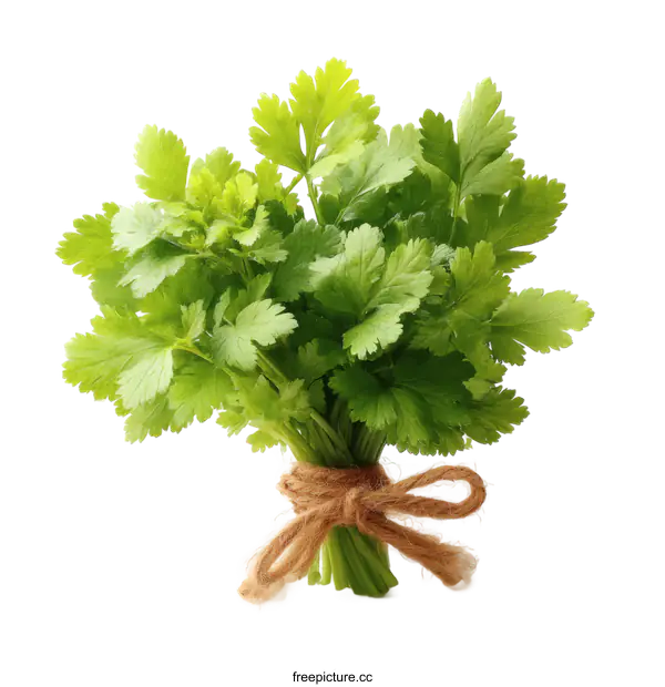 [Transparent Background PNG]Fresh Bunch of Cilantro Isolated on White Background