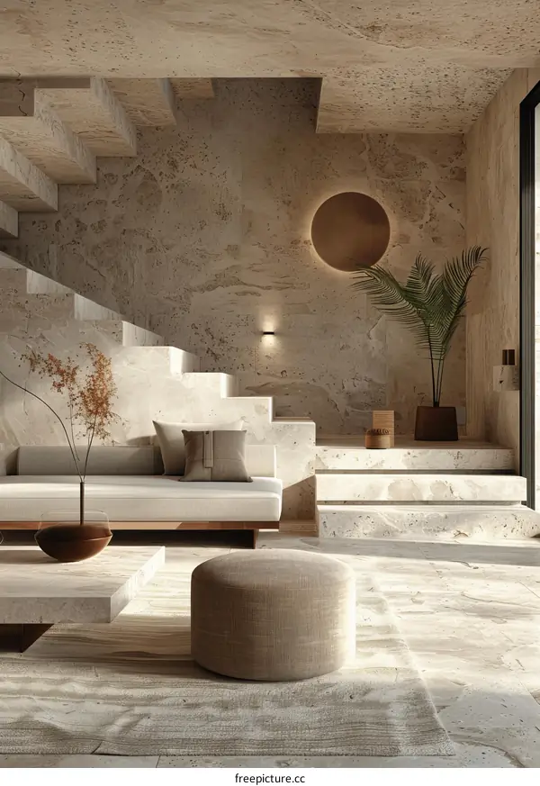 Modern Beige Living Room Interior Design