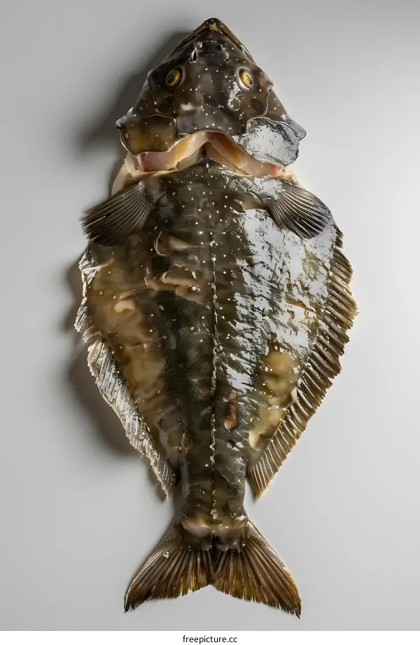 Raw Flounder Fish on White Background