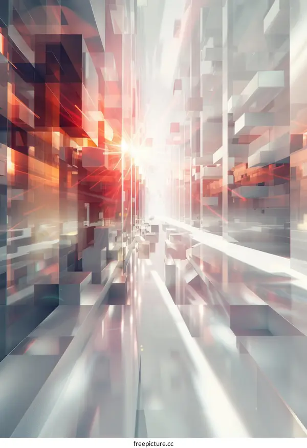 Futuristic glass and steel city skyscrapers reflecting sunlight