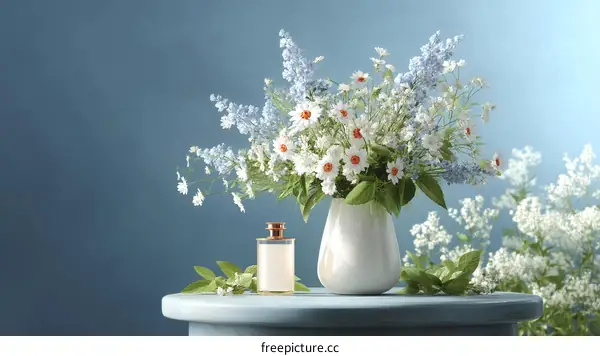 Beautiful Flower Bouquet and Perfume Bottle