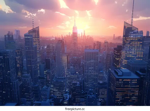 New York City Skyline at Sunset