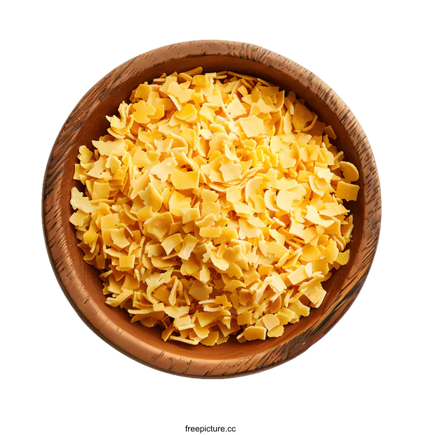[Transparent Background PNG]A wooden bowl filled with yellow pasta