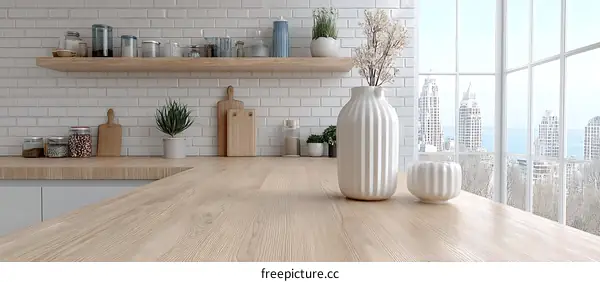 Modern Minimalist Kitchen Design with City View