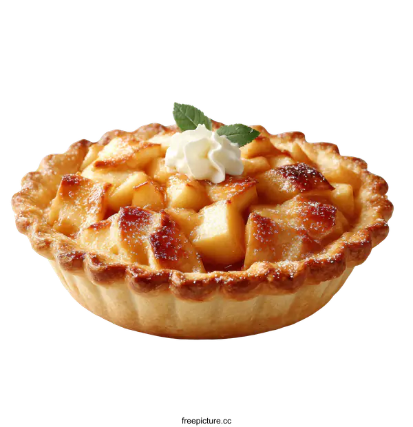 [Transparent Background PNG]Delicious Apple Pie with Whipped Cream