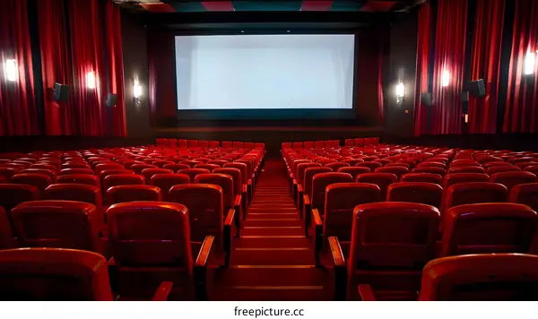 Empty Movie Theater Seats and Screen