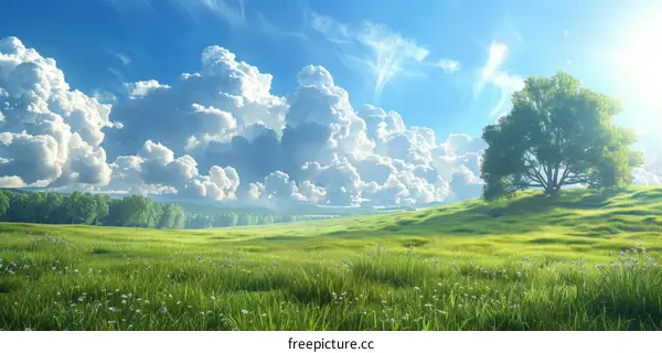Beautiful Summer Meadow Landscape Illustration