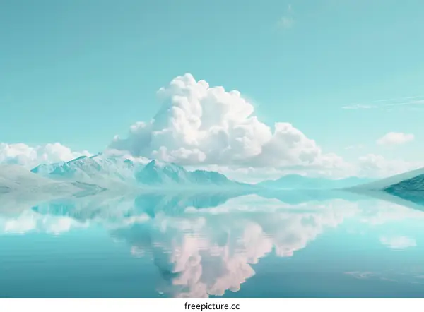 Serene Mountain Reflection Landscape Illustration